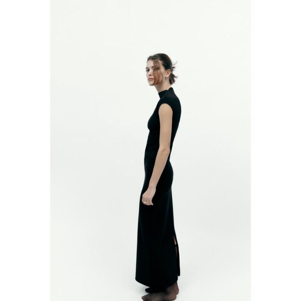 Black Zara High Elastic Waist Stretch Knit Maxi Skirt (NWT) - Picture 2 of 8